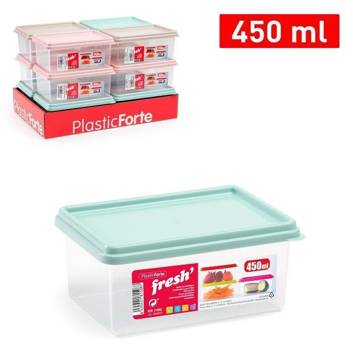 Set 12 Pezzi Contenitore Fresh 450ml Con Coperchio In Plastica Colorata hmj