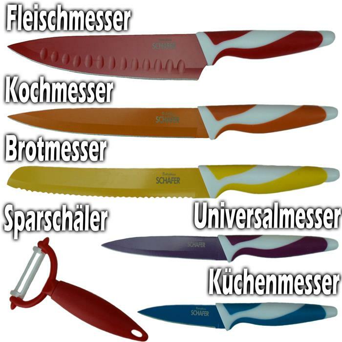 6 teiliges Messerset  Edelstahl Messer Edelstahlmesserset Küchenmesser Besteck