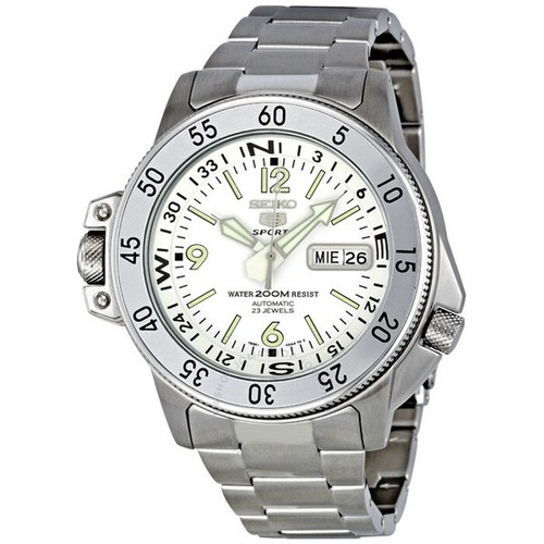 Pre-owned Seiko 5 Sports Skz207k1 Men Watch Diver Atlas Full Silver Automatic Skz207