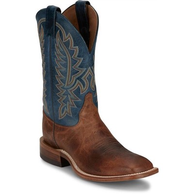 JUSTIN BOOTS JUSTIN MEN'S BR388 POSTON 11" AMBER (BROWN) SQUARE TOE WESTERN MID-CALF BOOTS