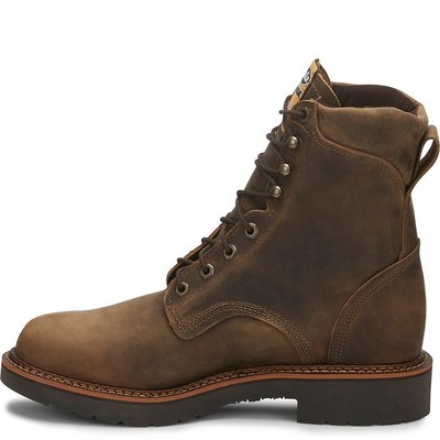 Pre-owned Justin Boots Justin Men's 440 Blueprint 8" Tan Electrical Hazard Lace-up Round Toe Work Boots In Tan Gaucho (tan)