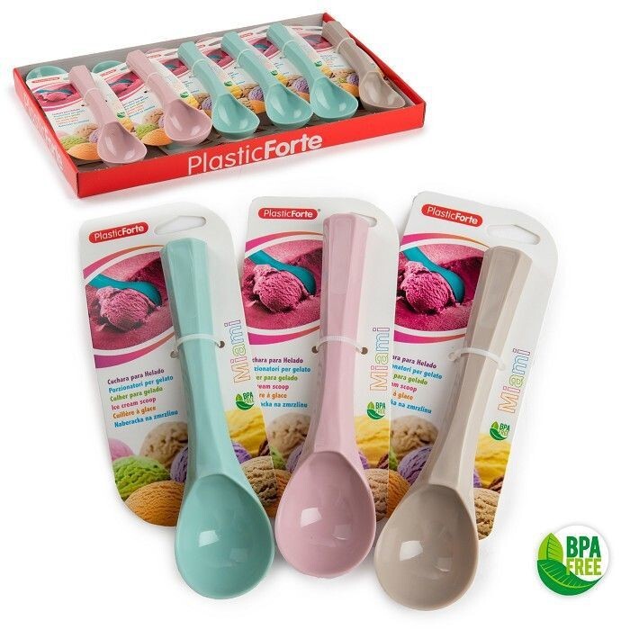 Set 12 Pezzi Cucchiaio Porzionatore Gelato In Plastica Colorato hmj