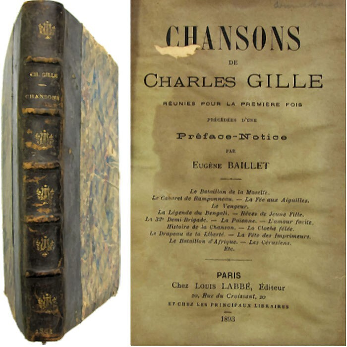 Rare Chansons De Charles Gille Le Moucheron 1893 Baillet Louis LabbÃ© Goguettier