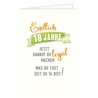 18. Geburtstag - Glückwunschkarte – Volljährigkeit – 