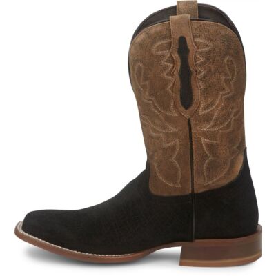 Pre-owned Tony Lama Men's Tl3026 Tucson 11" Black Square Toe Block Heel Western Boots