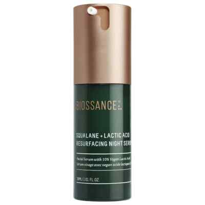 BIOSSANCE Squalane + Lactic Acid Resurfacing Night Serum 1.01 fl oz/30mL NEW