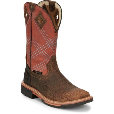 Pre-owned Justin Boots Justin Men's Se4218 Dalhart 12" Brown Nano Composite Toe Waterproof Work Boots