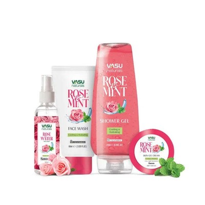Vasu Naturals Rose & Mint Kit - Deeply Cleanses Your Skin to Remove Oil& Dirt