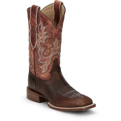 JUSTIN BOOTS JUSTIN WOMEN'S AQ7020 DUSTY 11" BROWN BLOCK HEEL SQUARE TOE WESTERN BOOTS