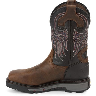 JUSTIN BOOTS JUSTIN MEN'S WK2102 BROWN EH PROTECTION SQUARE STEEL TOE WORK BOOTS
