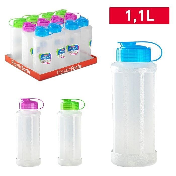 Set 12 Pezzi Bottiglia Borraccia 1,1Lt Tower Plastica Colorato hmj