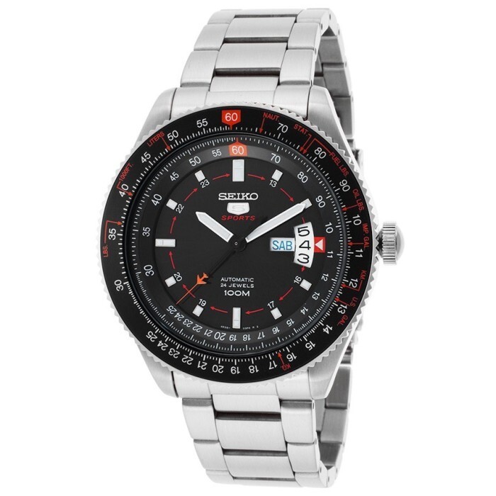 Pre-owned Seiko 5 Sports Srp613k1 Automatic Pilot Stainless Steel Silver Watch 4r36