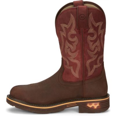 Pre-owned Justin Boots Justin Men's Cr4007 Resistor 11" Brown Waterproof Nano Composite Toe Work Boots In Whiskey Brown (brown)