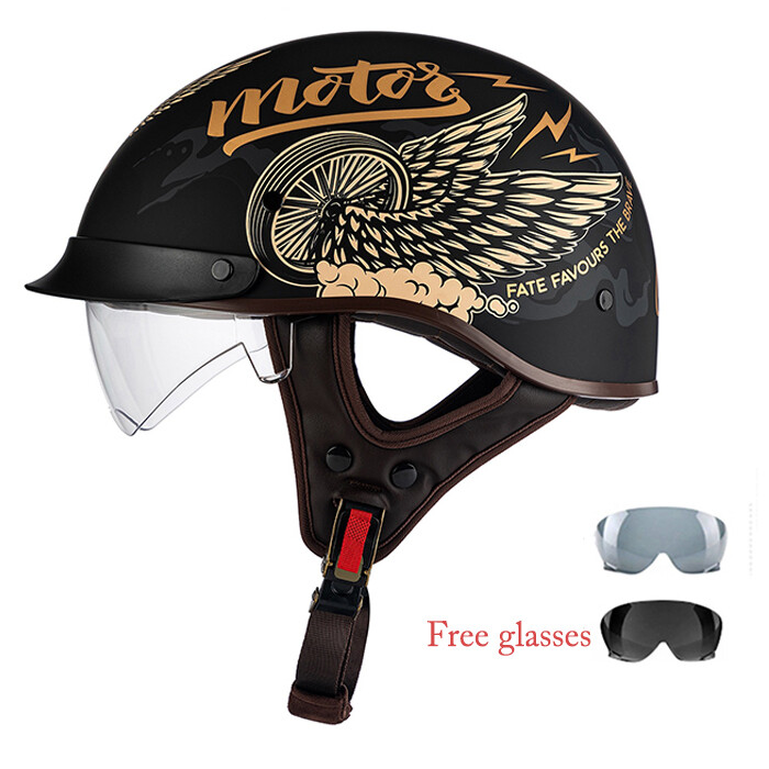 Helmet Atv Off Road Scooter Cruiser Motorbike Half Helmet+free Lens
