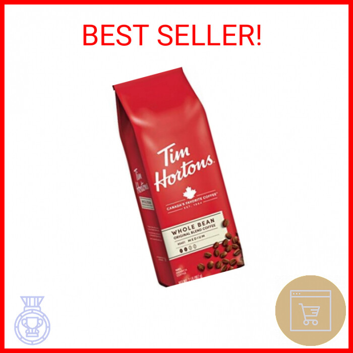 Tim Hortons Whole Bean Original, Medium Roast Coffee, Made with 100% Arabica Bea