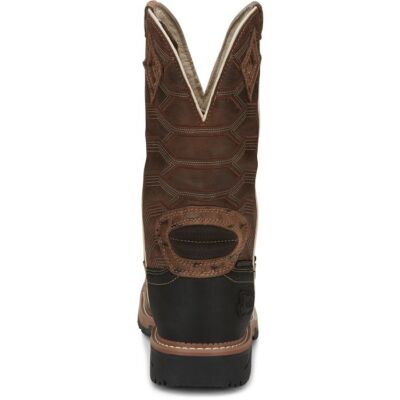 Pre-owned Justin Boots Justin Men's Se4839 Derrickman 12" Tan Waterproof Composite Toe Eh Work Boots In Caramel Croc Print (tan)