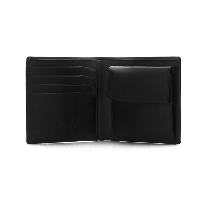 Pre-owned Montblanc Meisterstück Leather Bifold Wallet Purse Card Coin Holder For Men In Black