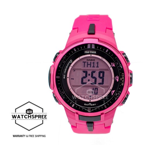 Pre-owned Casio Protrek Triple Sensor V3 Solar Atomic Series Watch Prw3000-4b