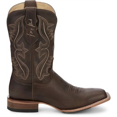 Pre-owned Justin Boots Justin Men's Gr8016 Dillon 11" Dark Espresso (brown) Square Toe Western Boots