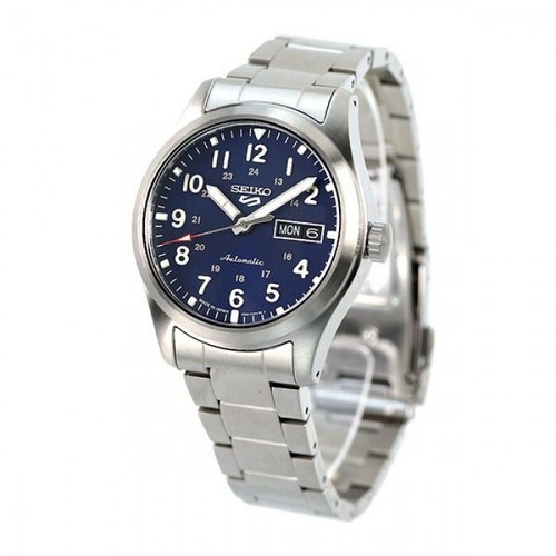 Pre-owned Seiko 5 Sports 24-jewel Automatic Blue Dial Ss Bracelet Srpg29 Men's Watch