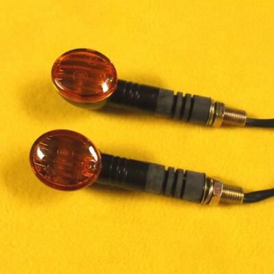 2x Universal Motorcycle Black Bullet Turn Signal Amber Lights Blinkers Indicator