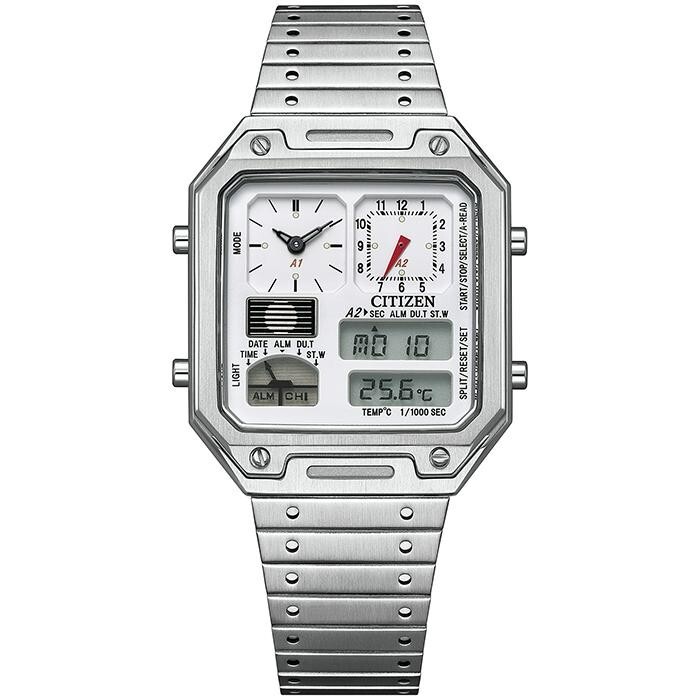 Pre-owned Citizen Collection Jg2120-65a Record Label Thermo Sensor Watch Ana-digi Temp