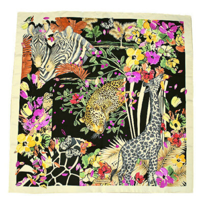 SALVATORE FERRAGAMO Scarf Stole Animal Zebra Leopard Giraffe