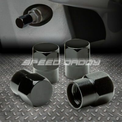 4 X ПОКРЫННЫХ АЛЮМИНИЕМ КЛАПАНА ШИНЫ /ОБОДА / ВОЗДУШНОГО ОТВЕРСТИЯ КОЛЕСА ПЫЛЕЗАЩИТНАЯ КРЫШКА ШТОКА ЧЕРНОГО ЦВЕТА