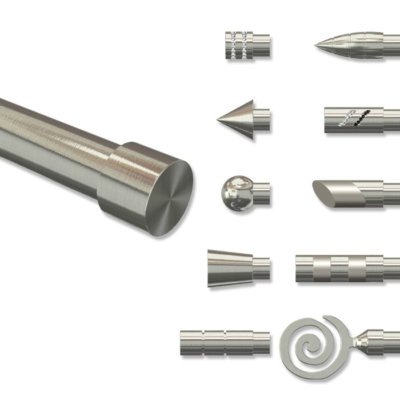Endstücke für Gardinenstangen 20 mm Ø, Kappe (2 Stück) in Edelstahl Optik