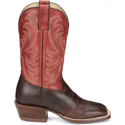 Pre-owned Tony Lama Women's Sa2100 Rowena 11" Brown Sq Toe Pull-on Cowgirl Mid-calf Boots In Espresso (brown)
