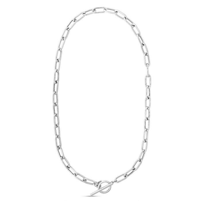 Pre-owned R C I Sterling Silver Italian Paperclip Toggle Link Chain Bracelet 7.5" 7 Grams 5.85mm In No Stone