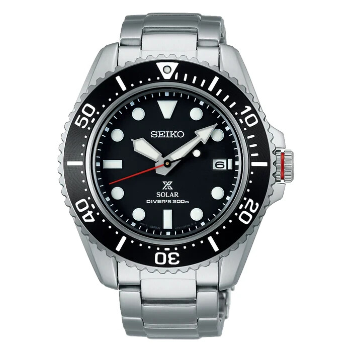 Pre-owned Seiko Prospex Solar Dive 42.8mm Black Dial Stainless Steel Watch Sne589