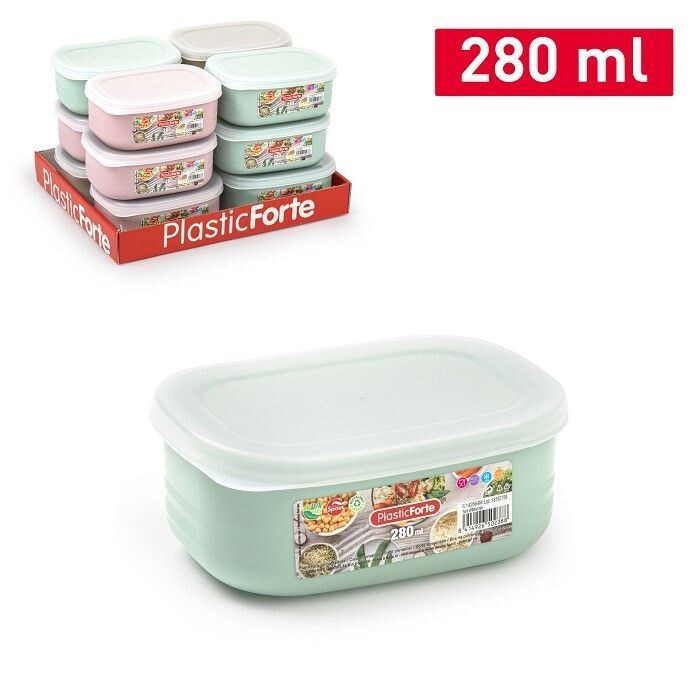 Set 12 Pezzi Contenitore Basic Rettangolare 280ml In Plastica Colorata hmj