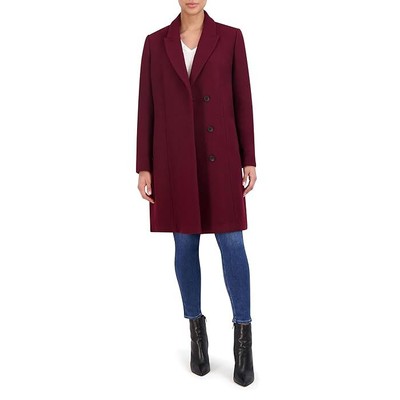 Pre-owned Cole Haan Asymmetrical Peak Lapel Coat (black, Bordeaux, Navy,+more)