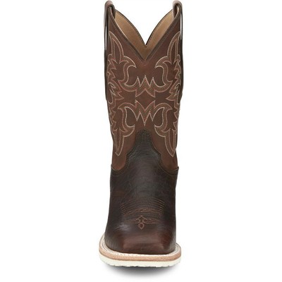 Pre-owned Justin Boots Justin Men's Aq7070 Ryker 11" Rootbeer Yeti (brown) Block Heel Western Boots