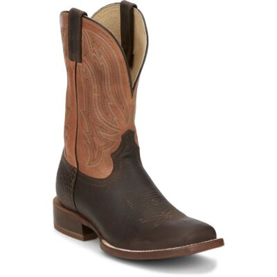 Pre-owned Tony Lama Men's Sa2012 Asher 11" Dark Brown Square Toe Block Heel Western Boots In Dark (brown)