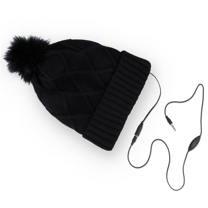 WINTER HAT BLACK DIAMONDS CAPPELLO ALLA MODA CON CUFFIE AURICOLARI LETTORE MP3