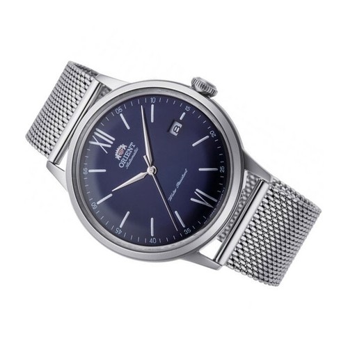 Pre-owned Orient Automatic Dress Blue Dial Mesh Bracelet Ra-ac0019l10b Men's Round Watch