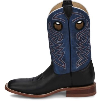 Pre-owned Justin Boots Justin Men's Cj2532 Pearce 11" Black Square Toe Block Heel Western Pull-on Boots