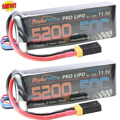 Powerhobby 3s 5200mah 50c Lipo Battery (2) FOR TRAXXAS Aton
