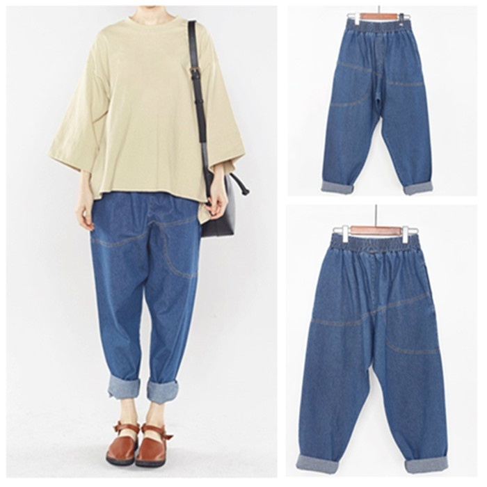 Womens baggy cropped jeans