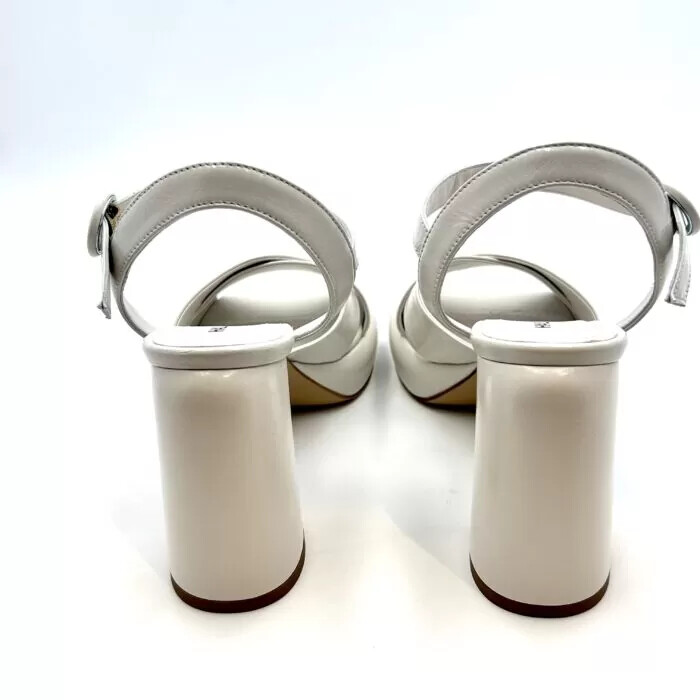 Pre-owned Halmanera Sandals With Platform  Ivory, Heel 10cm And Platform 3cm Art. Erika 04 In White