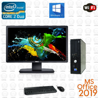 Fast Dell Desktop Computer PC Core 2 Duo 1TB 8GB 23'' WiFi PC Win 7/10 MS OFFICE