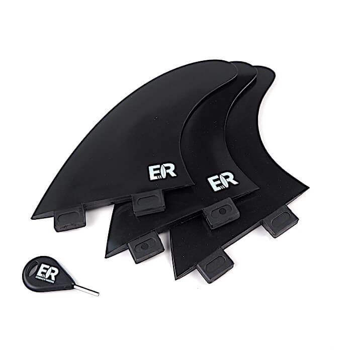 Surfboard FCS Fin Thruster Set + Fin Key - Medium Weiß/Schwarz -Surfbrett Finnen