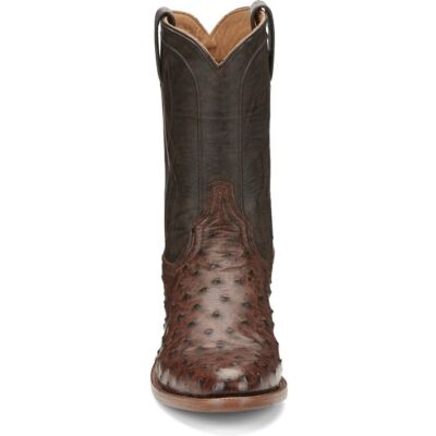 Pre-owned Tony Lama Men's Ep3575 Monterey 10" Brown Full Quill Ostrich Western Boots In Chocolate (brown)