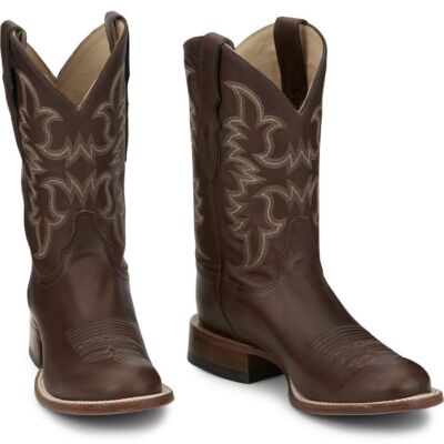 Pre-owned Justin Boots Justin Men's Aq7071 Wayne 11" Chocolate Fargo (brown) Block Heel Western Boots