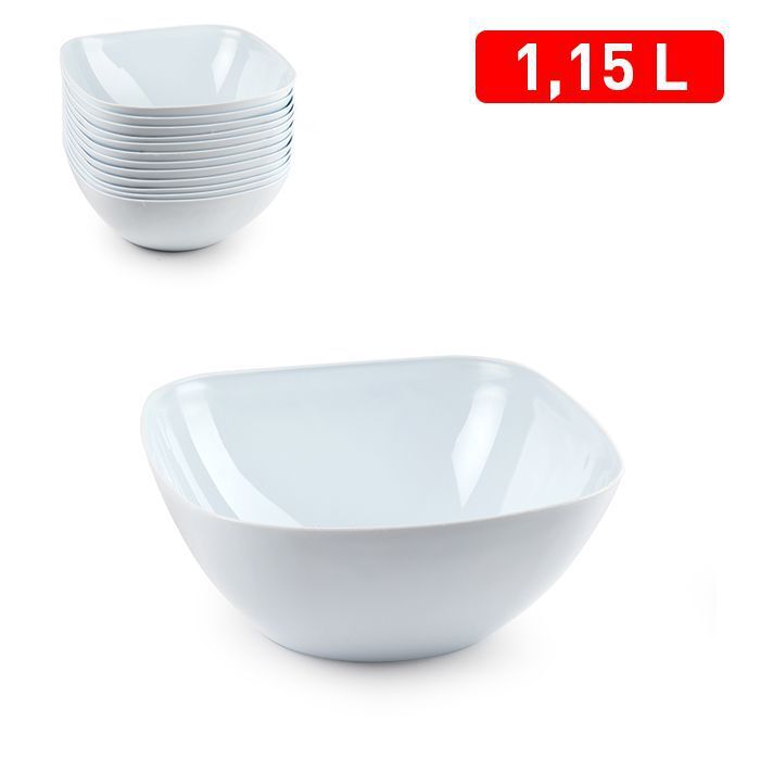 Set Servizio 12 Pezzi Piatti Ciotola Quadrata Opal Bianca Da 1,15Lt dfh