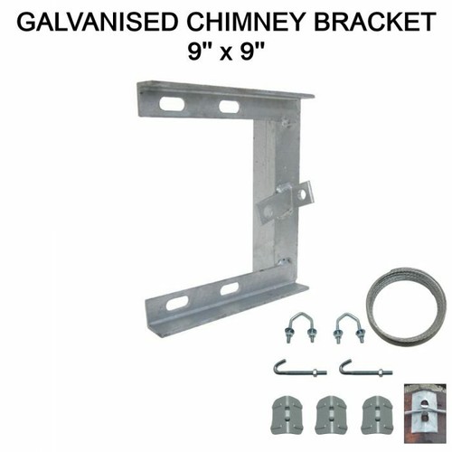 9″ x 9” Inch Galvanised Steel Chimney Mounting Bracket & Lashing Kit for Mast