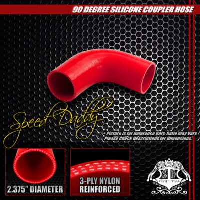 2.375 3-СЛОЙНЫЙ 90-ГРАДУСНЫЙ ОТВОДНОЙ ТУРБО / ВПУСКНОЙ ТРУБОПРОВОД СИЛИКОНОВЫЙ СОЕДИНИТЕЛЬНЫЙ ШЛАНГ / ТРУБА КРАСНОГО ЦВЕТА