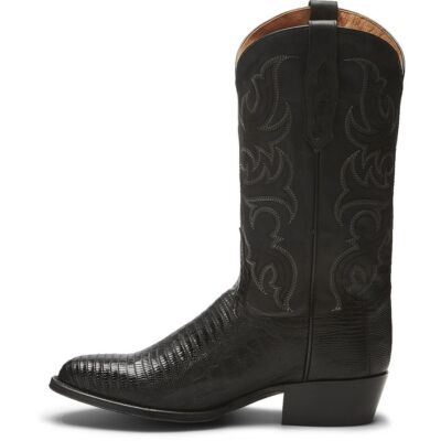 Pre-owned Tony Lama Men's Tl5150 Nacogdoches 13" Black Teju Lizard Round Toe Western Boots